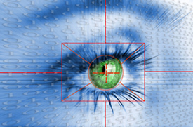 Target on eyes with binary numbers